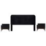CABECERA KING SIZE CON 2 BURÓS DE 1 CAJÓN COLOR NEGRO - MDF, MELAMINA Y TAPIZ