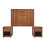 CABECERA KING SIZE CON 2 BURÓS DE 1 CAJÓN COLOR NOGAL - ACABADOS EN MELAMINA