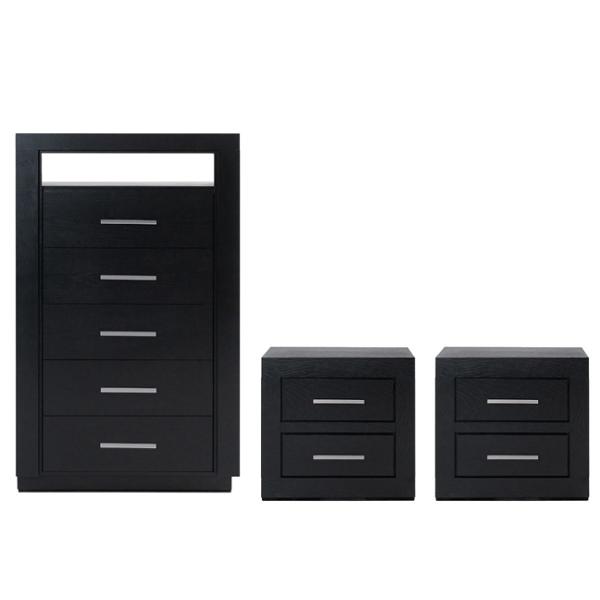 SET DE CAJONERA CON 5 CAJONES Y 2 BURÓS CON 2 CAJONES COLOR CHOCOLATE - MADERA INDUSTRIALIZADA