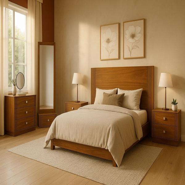 CABECERA KING SIZE CON 2 BURÓS DE 2 CAJONES COLOR PAROTA - MADERA INDUSTRIALIZADA