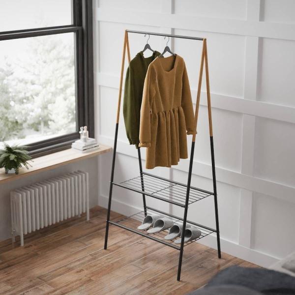 PERCHERO PARA ROPA CON ZAPATERA 69 X 46 X 153 CM