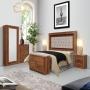 CABECERA CON LUZ TAPIZADA KING SIZE CON 2 BURÓS DE 2 CAJONES COLOR NOGAL - MADERA INDUSTRIALIZADA Y TAPIZADO