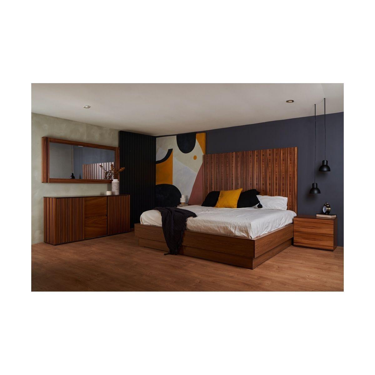 Tocador - cajonera y espejo cuerpo completo color parota - chapa