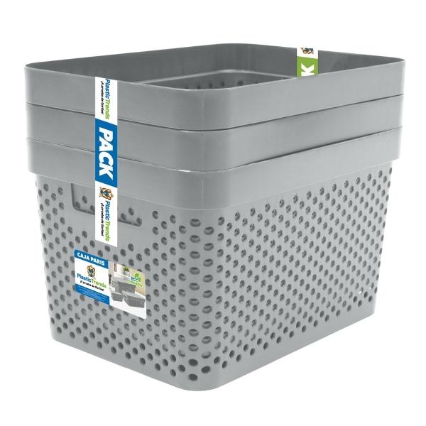3 PACK CAJA PARIS 17 L GRIS 429