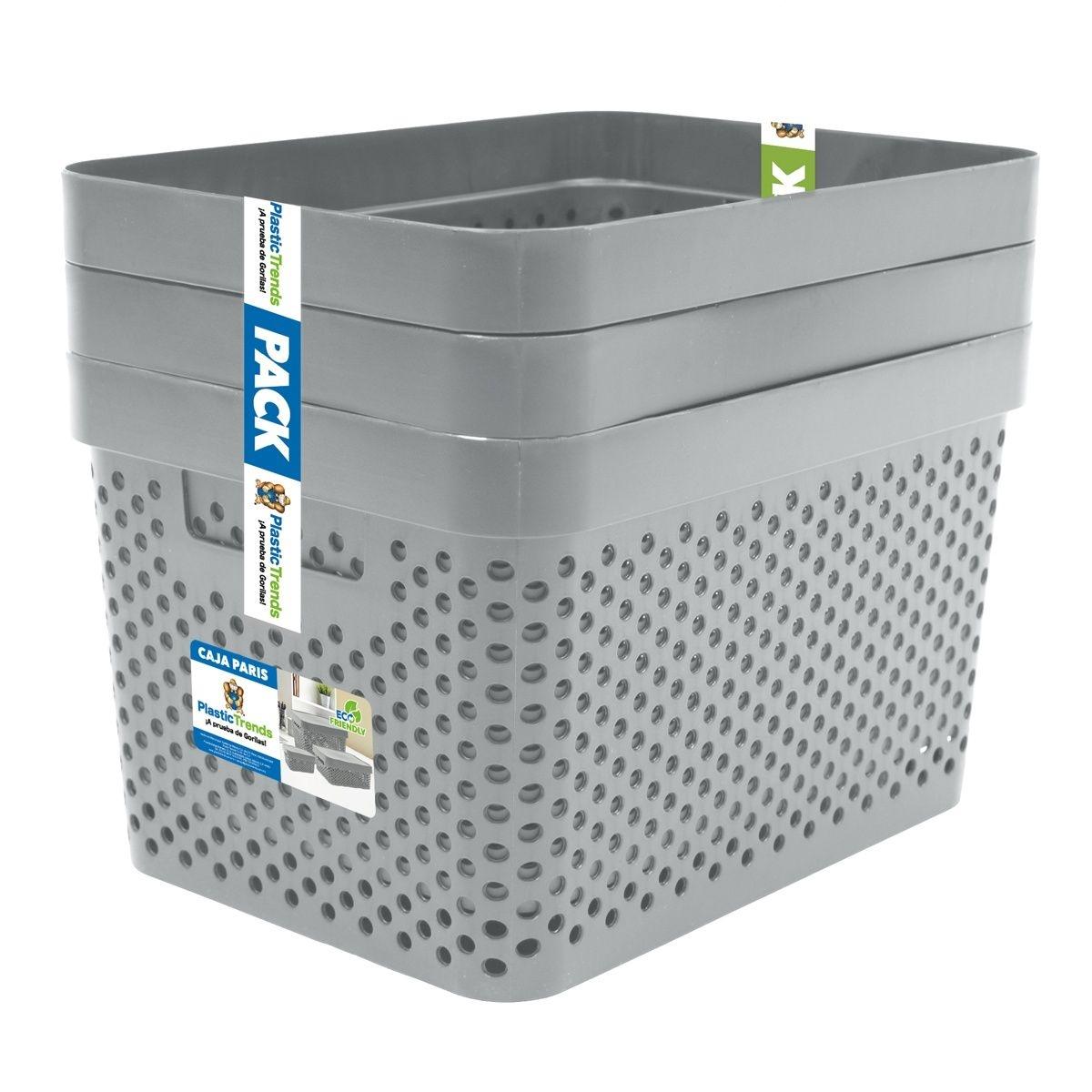 3 pack caja paris 17 l gris 429