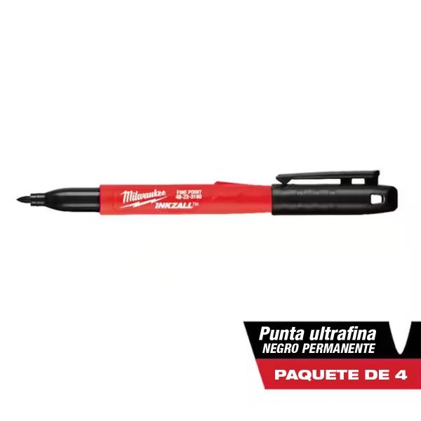 JUEGO DE PLUMAS DE PUNTA ULTRA FINA NEGRA 4PIEZAS