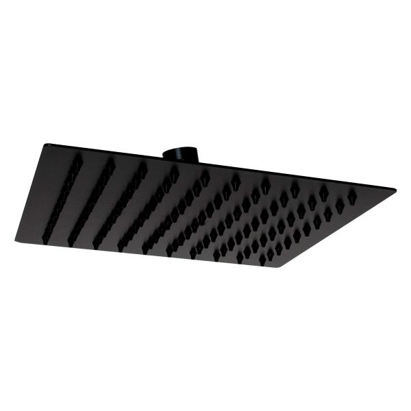 Regadera delgada cuadrada de 8"x 8" acabado negro mate.
