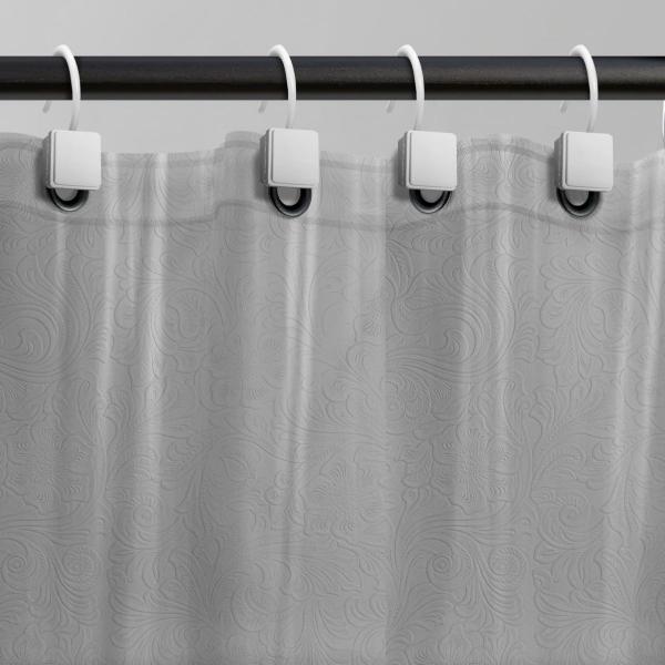 CORTINA DE BAÑO DISEÑO FLORES TRANSPARENTE