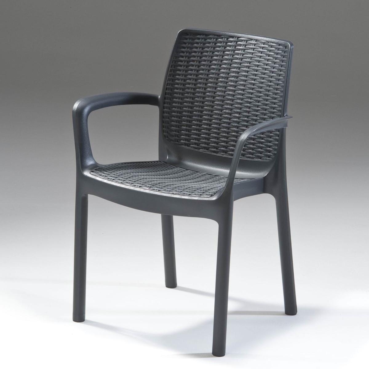 Paquete de 4 sillas de jardín bali textura rattán color gris