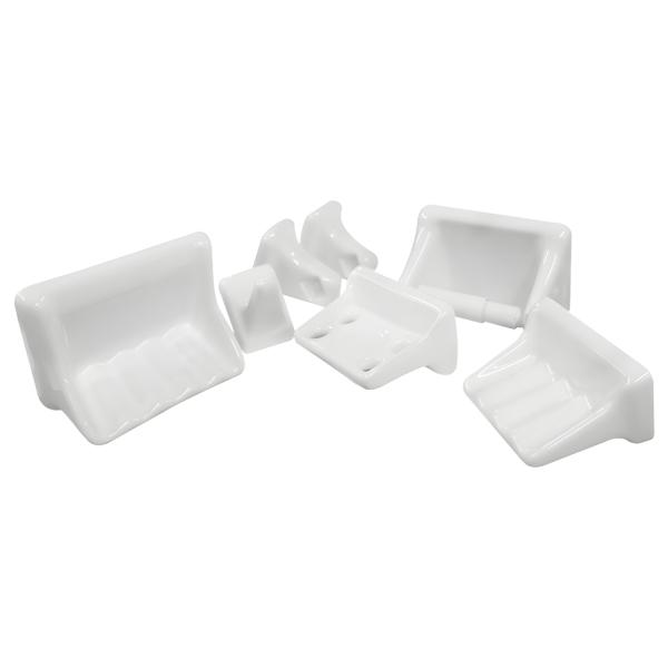 JUEGO DE ACCESORIOS CERÁMICO JAZMIN 6 PIEZAS BLANCO