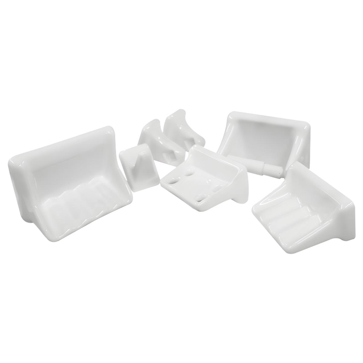 Juego de accesorios cerámico jazmin 6 piezas blanco