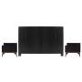 CABECERA KING SIZE CON 2 BURÓS DE 1 CAJÓN COLOR NEGRO - MDF Y MELAMINA