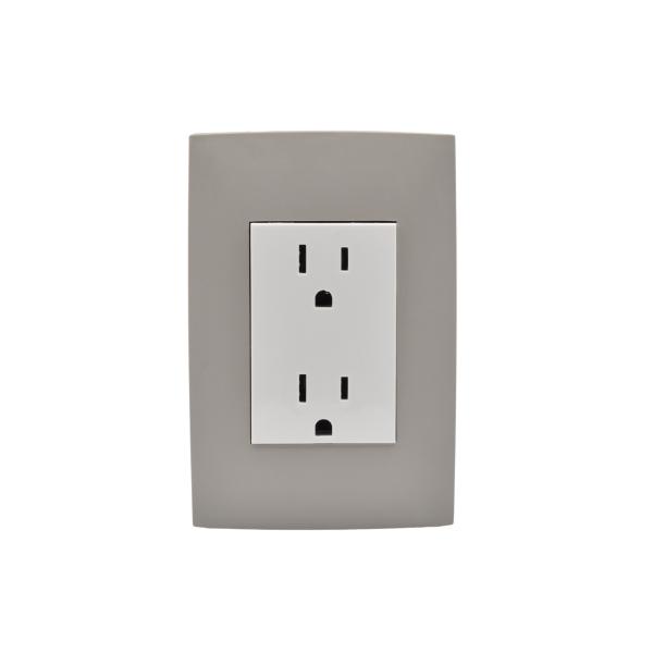 CONTACTO DÚPLEX CIEN CON PLACA COLOR GRIS LEVITON