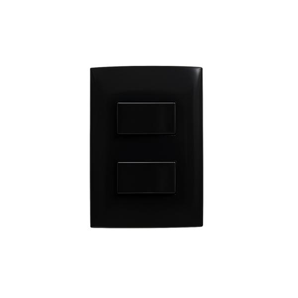 PLACA CON 2 INTERRUPTORES SENCILLOS NEGRO LEVITON CIEN