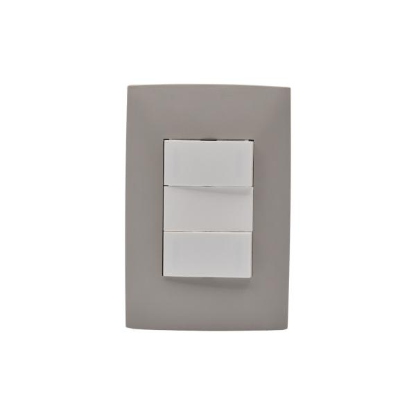 PLACA CON 2 INTERRUPTORES SENCILLOS GRIS LEVITON CIEN
