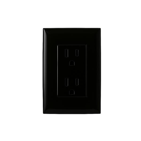 CONTACTO DÚPLEX CON PLACA DE PLÁSTICO NEGRO LEVITON CIEN
