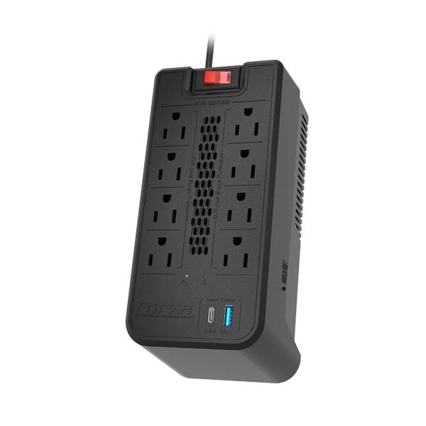 REGULADOR AUTOMÁTICO DE VOLTAJE 1200VA/600W, 8 SLDS, 2 USB-120V