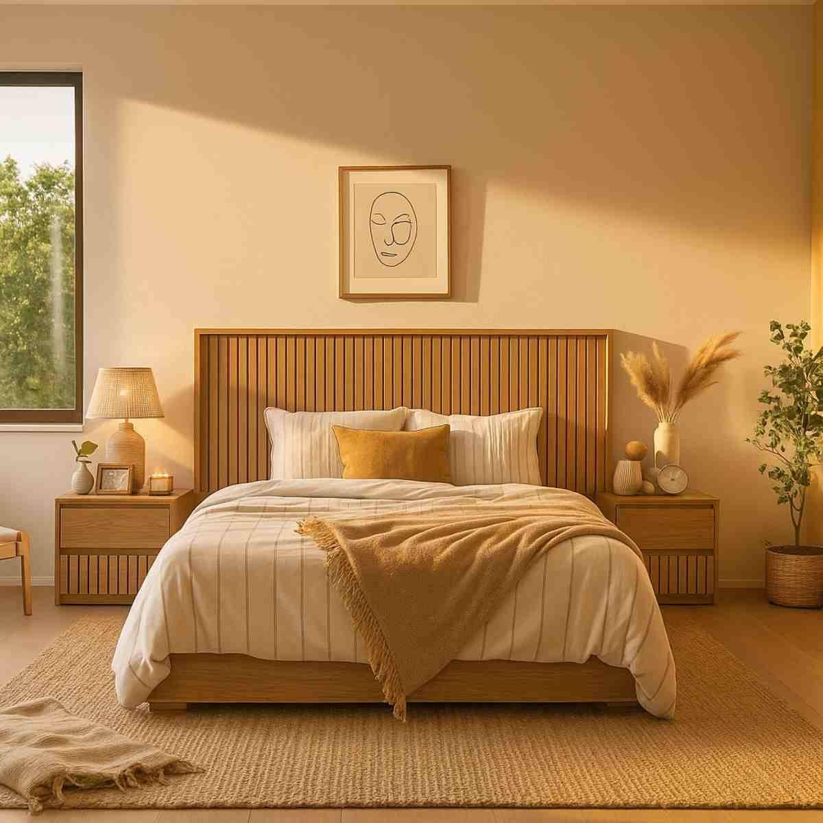 Cabecera king size color natural - mdf