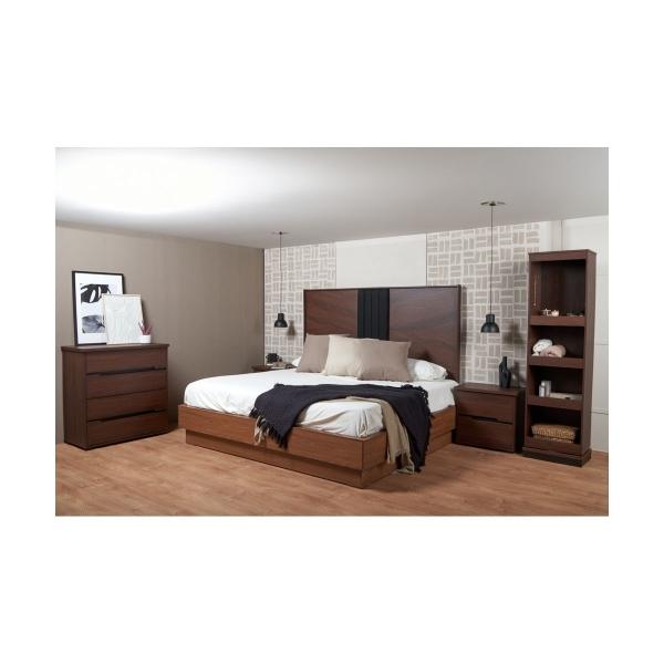 TOCADOR - CAJONERA Y ESPEJO DE CUERPO COMPLETO GIRATORIO COLOR NOGAL - MADERA MDF Y MELAMINA