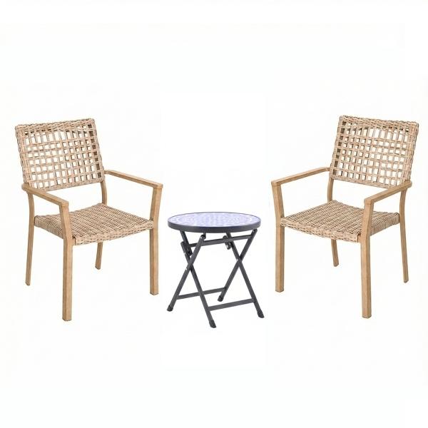 COMBO MESA PLEGABLE Y 2 SILLAS DECORATIVAS BEIGE