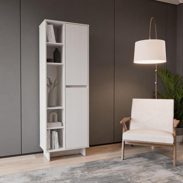 ORGANIZADOR MULTIUSOS MADERKIT 2 PUERTAS 4 ENTREPAÑOS COLOR NIEBLA CON BLANCO 35 X 60 X 179 CM