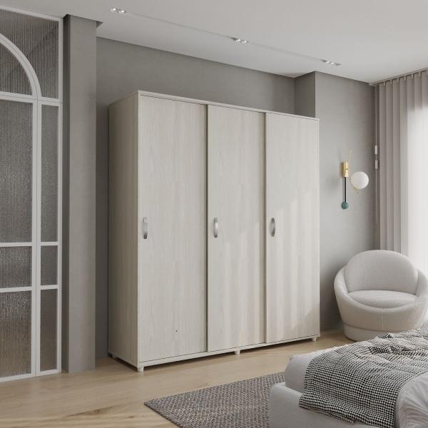 ARMARIO MADERKIT 3 PUERTAS CORREDIZAS COLOR NIEBLA 53 X 180 X 200 CM