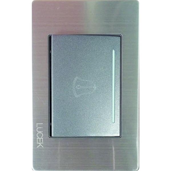 PLACA METÁLICA CON BOTÓN TIMBRE DE 3 MÓDULOS ANODIZADO