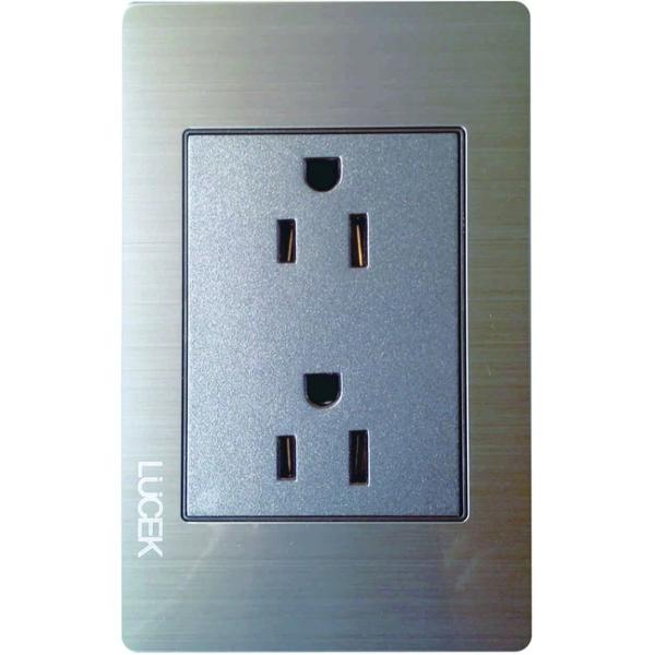PLACA METÁLICA CON CONTACTO DUPLEX PLATEADO