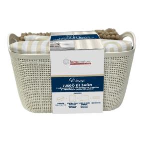 CANASTA BEIGE CON JUEGO DE BAÑO HOMECREATIONS