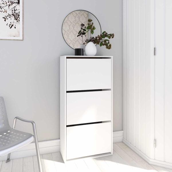 ZAPATERO MINIMALISTA 18 PARES ORGANIZADOR CON PUERTAS BLANCO FROSTY