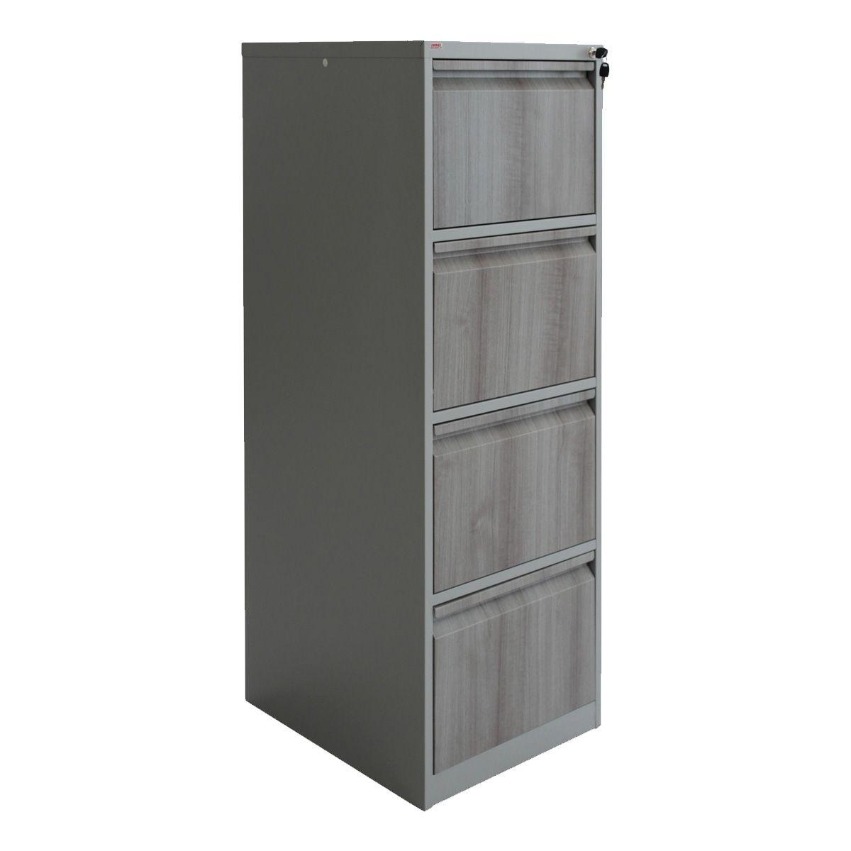 Archivero 4 gavetas color gris acabado sublimado tipo madera en frentes