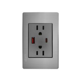 PLACA METALICA CONTACTO DUPLEX, UNA ENTRADA USB Y UNA ENTRADA C DE 3M FAST CHARGE, ANODIZADO