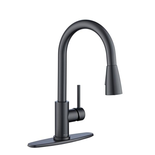 LLAVE PARA COCINA CELINDRA DE 1 MANERAL CON ROCIADOR EXTRAÍBLE ACABADO NEGRO MATE