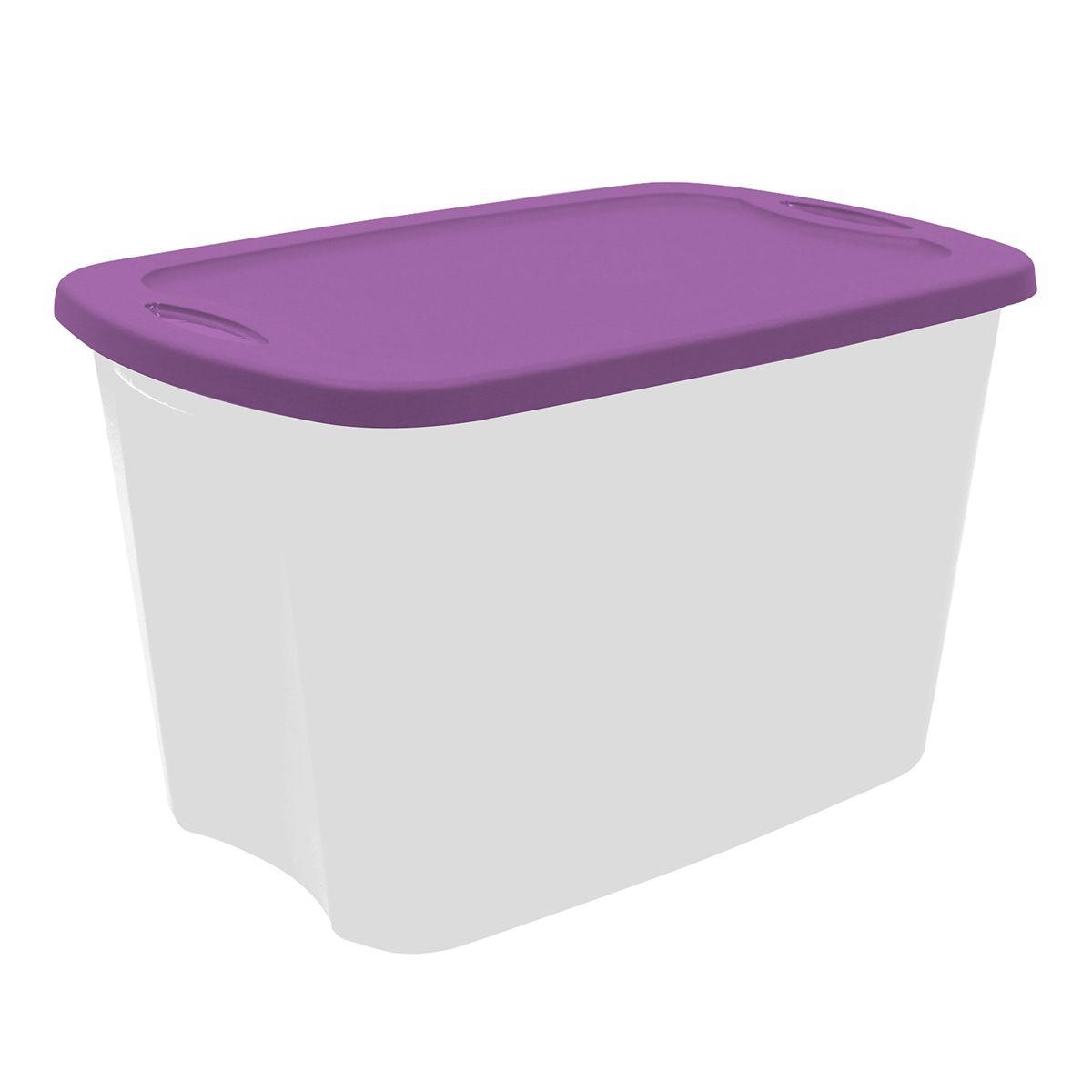 Caja milan 72l / 19 gal traslucido tapa morada