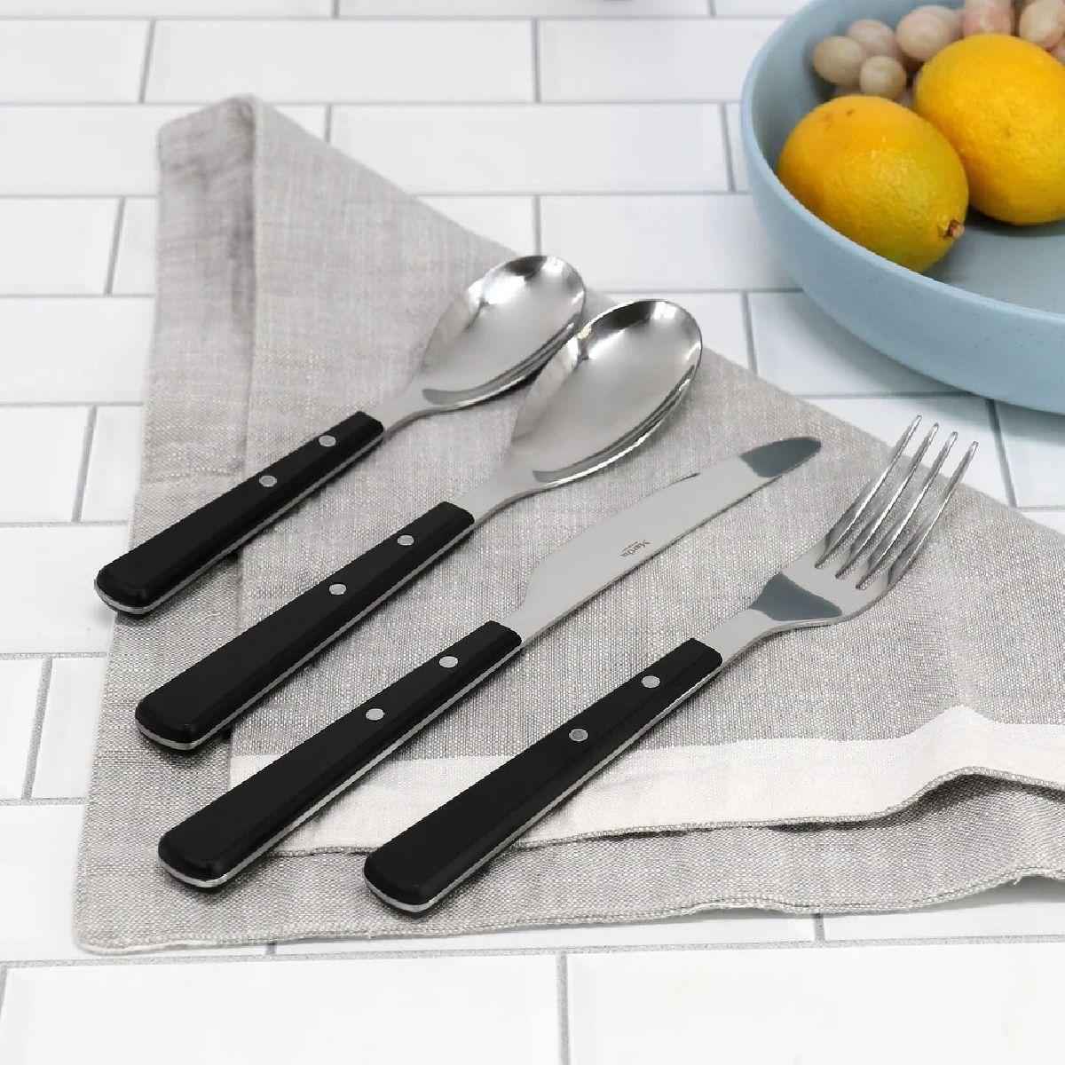 Juego de cubiertos martha stewart 16 piezas negro