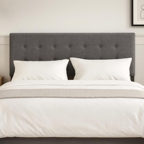 CABECERA QUEEN SIZE DICASA BILBAO GRIS OSCURO+ BASE CAMA SLIM