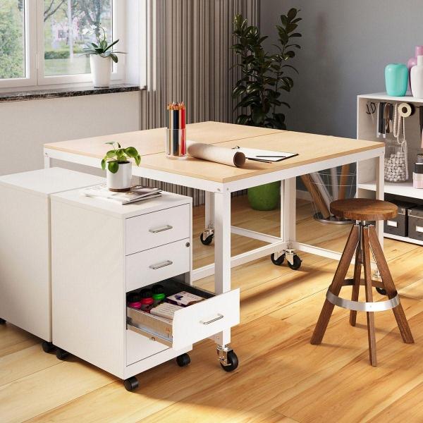 ARCHIVERO ORGANIZADOR 4 CAJONES CARTA, COLOR BLANCO, CON RUEDAS