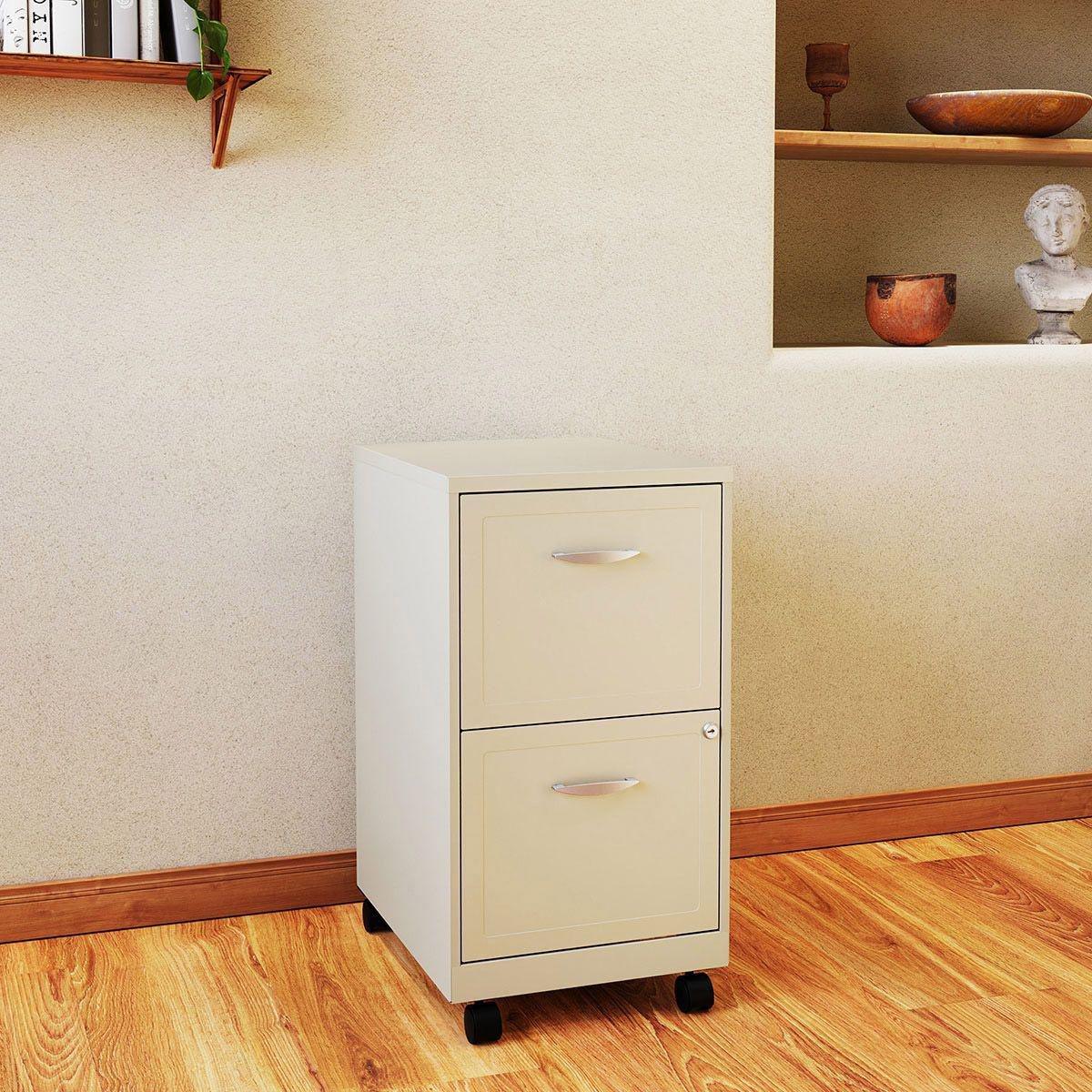 Archivero metalico 2 cajones carta, color blanco, con ruedas