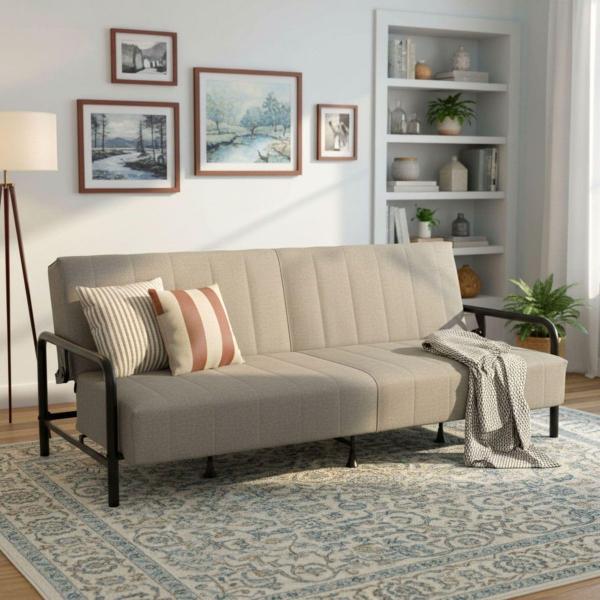 SOFÁ CAMA MATRIMONIAL MULTIFUNCIÓN CON RESORTES DE SOPORTE RESISTENTES GRIS