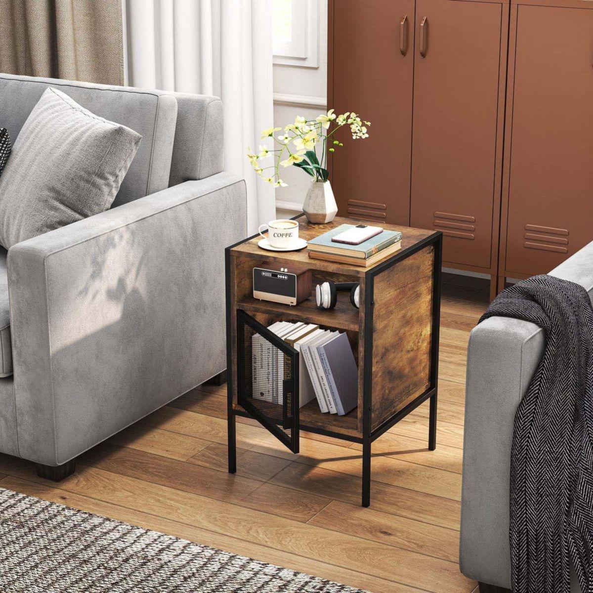 Mesita de noche estilo industrial vintage