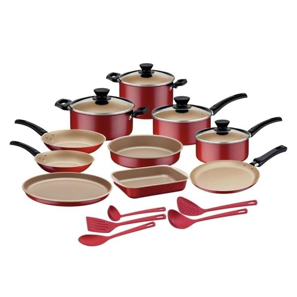 BATERÍA DE COCINA TRAMONTINA TURIM 11 PIEZAS ROJO