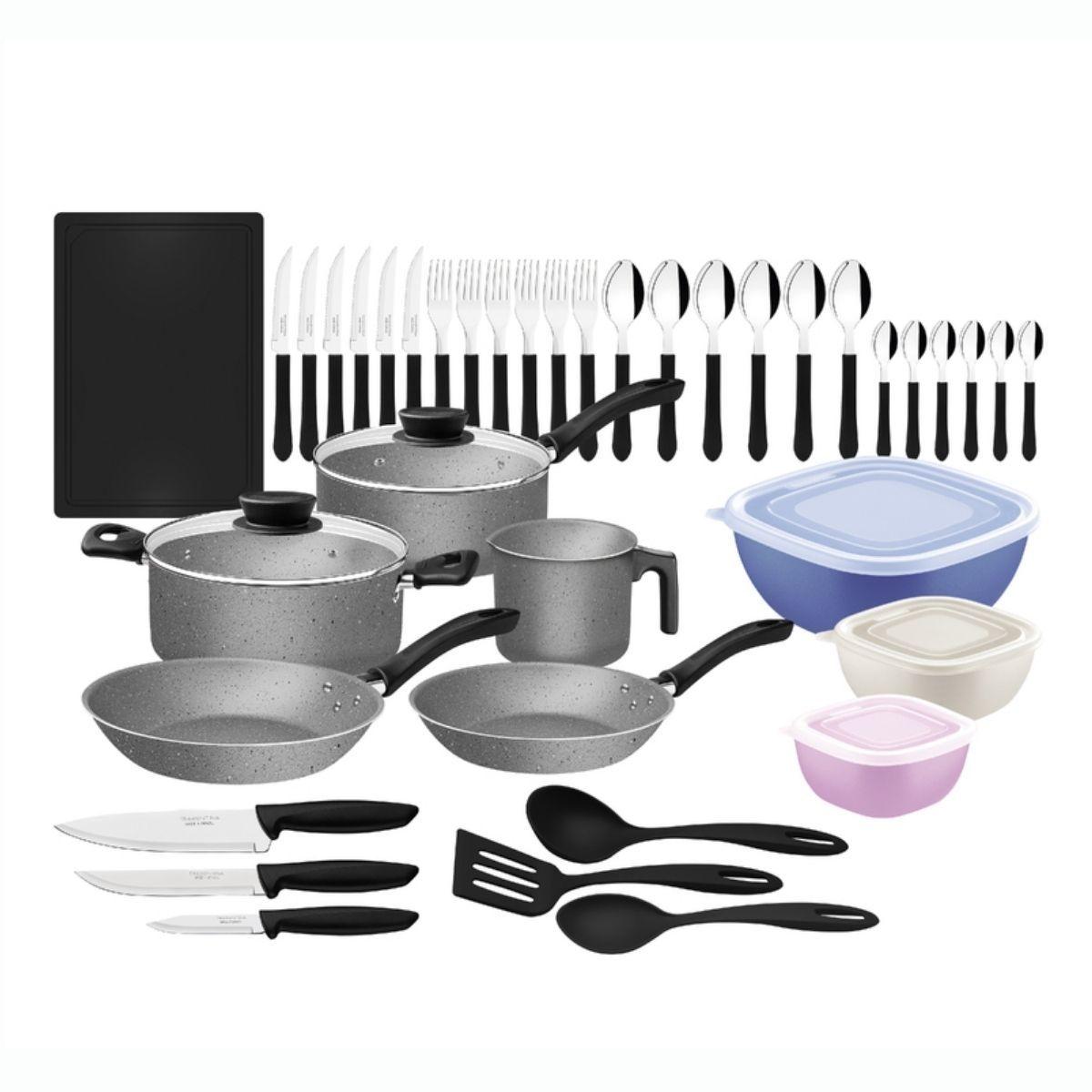 Batería de cocina tramontina linz gris 44 piezas