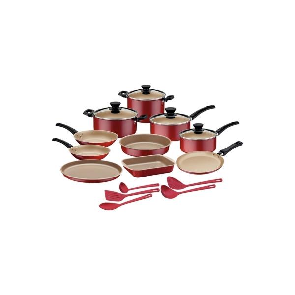 BATERÍA DE COCINA TRAMONTINA COIMBRA 19 PIEZAS ROJA