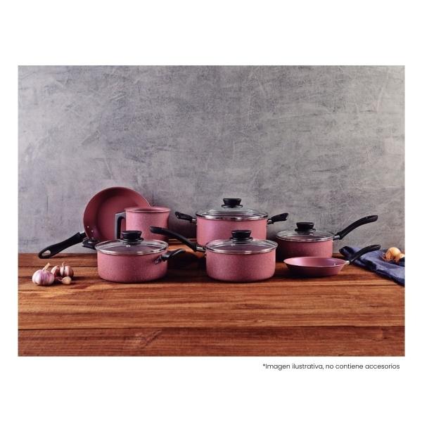 BATERÍA DE COCINA TRAMONTINA LINZ DE 14 PIEZAS ROSA