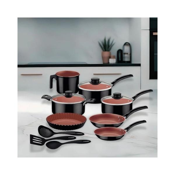 BATERÍA DE COCINA TRAMONTINA TURIM 13 PIEZAS NEGRO