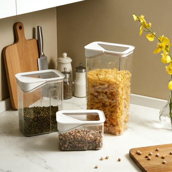 CONTENEDORES DE COCINA 3 PIEZAS DE TAPA BLANCA