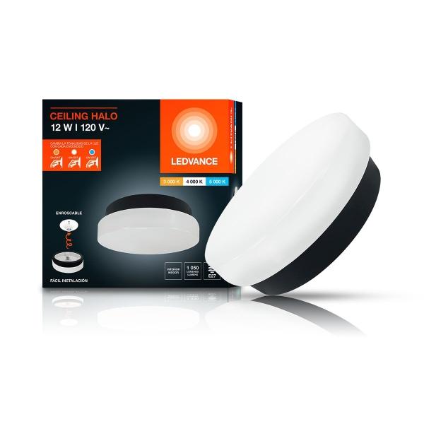 LÁMPARA DE PARED HALO ENROSCABLE E27 12W 3CCT 1050 LUMENES NEGRO