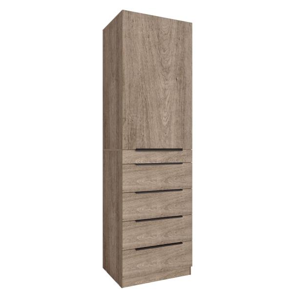 CAJONERA 5 CAJONES CON ENTREPAÑOS PLATINO NOGAL CLARO