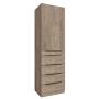 CAJONERA 5 CAJONES CON ENTREPAÑOS PLATINO NOGAL CLARO