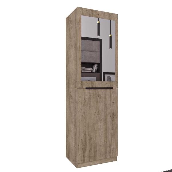 ZAPATERA CON COLGADOR Y ESPEJO PLATINO NOGAL CLARO